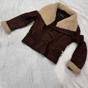 Badgley Mischka Brown Jacket with Shearling Collar